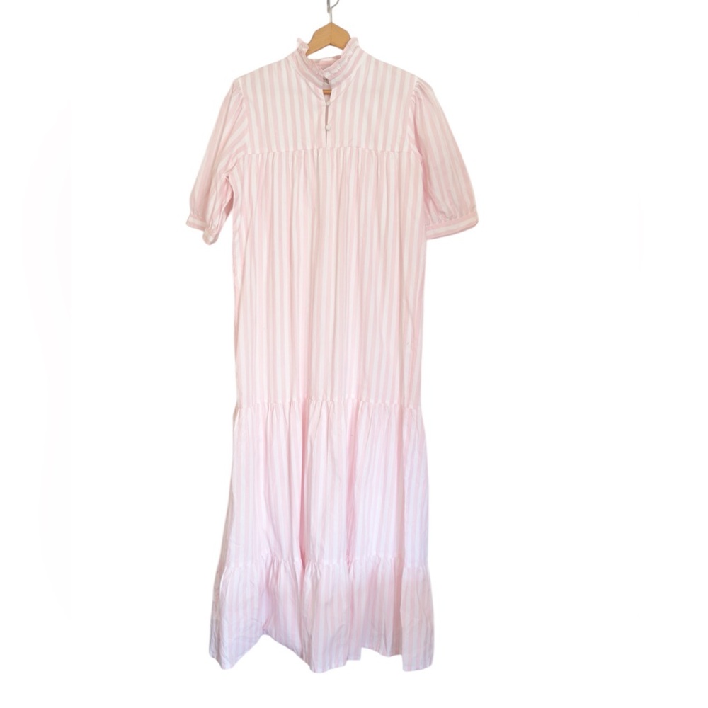 Women’s Pink Striped Maxi Dress - Relaxed Tiered Silhouette